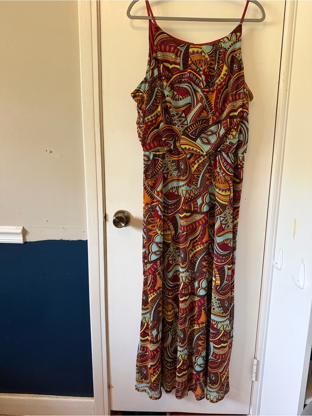 Tacera Multicolor Paisley Maxi Dress with Turquoise Accents